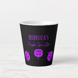 Caneca De Café Latte Pumpkin preto e roxo de Halloween