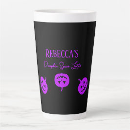 Caneca De Café Latte Pumpkin preto e roxo de Halloween