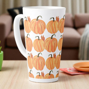 Caneca De Café Latte Pumpkin Quebra Pumpkin Watercolor Autumn Deixa Pad