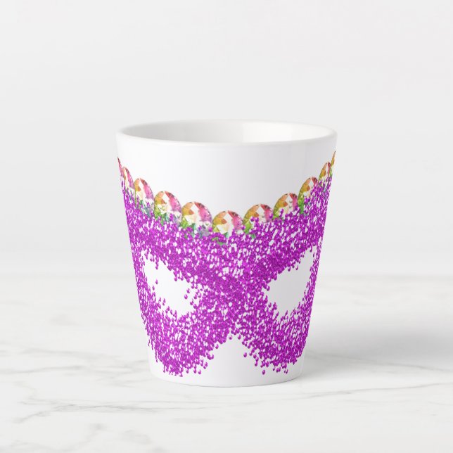 Caneca De Café Latte Purim Esther's mask gemstone queen crown  (Frente)