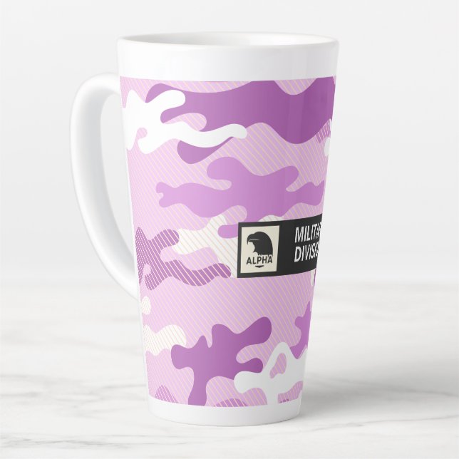 Caneca De Café Latte Purple Camouflage Pattern (Ângulo esquerdo)