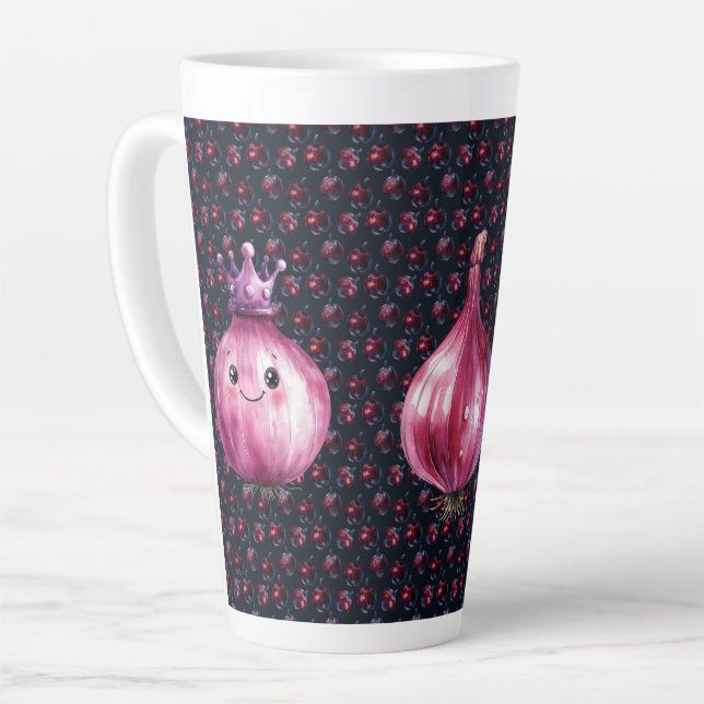 Caneca De Café Latte Purple Onion Queen Ceramic Large Latte Mug (Ângulo esquerdo)