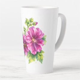 Caneca De Café Latte Purple Watercolor Flower Illustration 