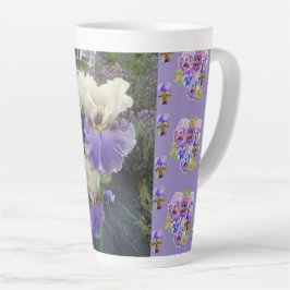 Caneca De Café Latte Púrpura Íris Irrita floral horta Latte Mug