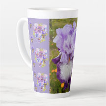 Púrpura Iris Pansies Viola Shabby floral Latte Mug