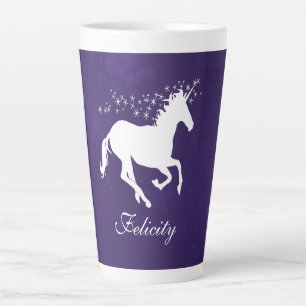 Caneca De Café Latte Púrpura Unicorn Personalizada Lata