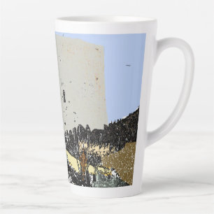 Caneca De Café Latte Push Bike e Martello Tower Hythe Kent