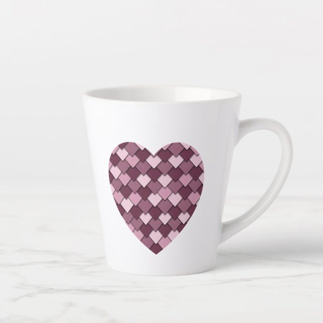 Caneca De Café Latte Quadrado Rosa Cherry e coração de Diamond (Direita)