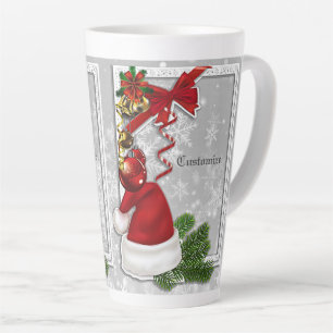 Caneca De Café Latte Quadro Branco personalizado do Papai Noel