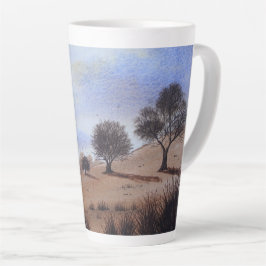 Caneca De Café Latte quadro da paisagem do outono e das árvores