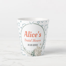 Caneca De Café Latte Quadro Floral Moderno Personalizado Chá de Noiva