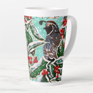 Caneca De Café Latte Quail in Holly Magnet