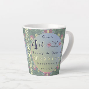Caneca De Café Latte Quarto aniversário de casamento Floral