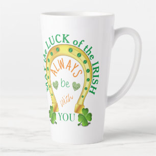 Caneca De Café Latte Que a sorte da ferradura irlandesa do Shamrock