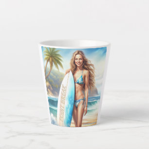 Caneca De Café Latte Quebra de Ponto de Ação de Rapariga