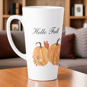 Caneca De Café Latte Quedas de Abóbora de Coloração de Água Folha Folha