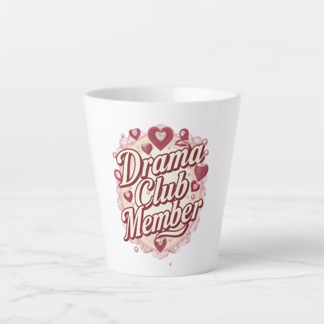 Caneca De Café Latte Queen of Drama Playful Quote (Frente)