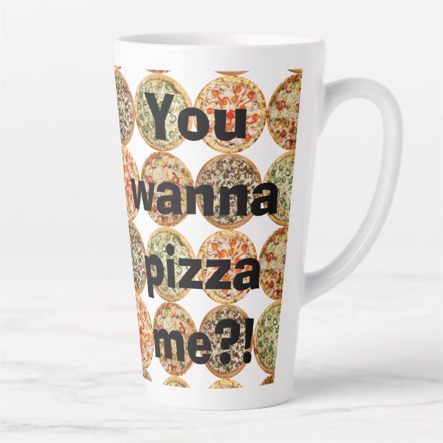 Caneca De Café Latte "Quer me fazer pizza?!" (Direita)