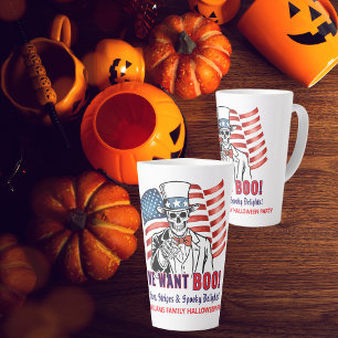 Caneca De Café Latte Queremos o esqueleto de Halloween Patriótico Tio S