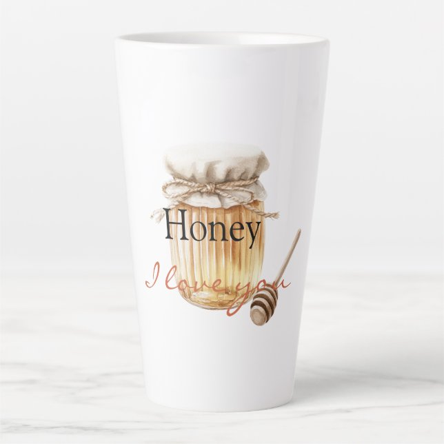Caneca De Café Latte Querida, Eu Te Amo (Frente)