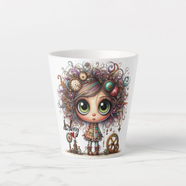 Caneca De Café Latte Querido Latte Mug De Garota Simples (Frente)
