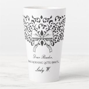 Caneca De Café Latte Querido Leitor Regencycore Arco Ornado Floral Scri