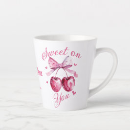 Caneca De Café Latte "Querido", personalizável "Cherry-Themed"