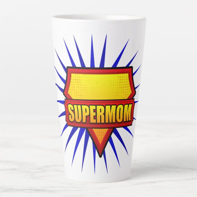 Caneca De Café Latte Quic Pop Art Super Mãe (Frente)
