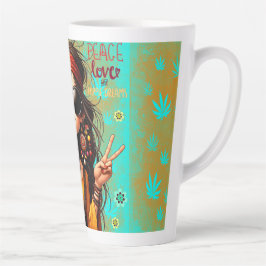 Caneca De Café Latte Quirky Hippie Chic Peace & Love Latte Mug