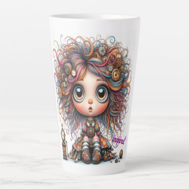 Caneca De Café Latte Quirky Steampunk Girl Inspire Latte Mug (Frente)