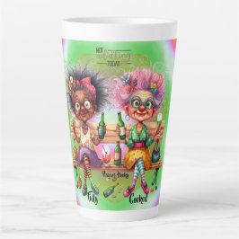 Caneca De Café Latte Quirky Wine Lady Adulting Latte Mug