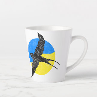 Caneca De Café Latte Rabinha-azul em Azul e Amarelo, design ucraniano