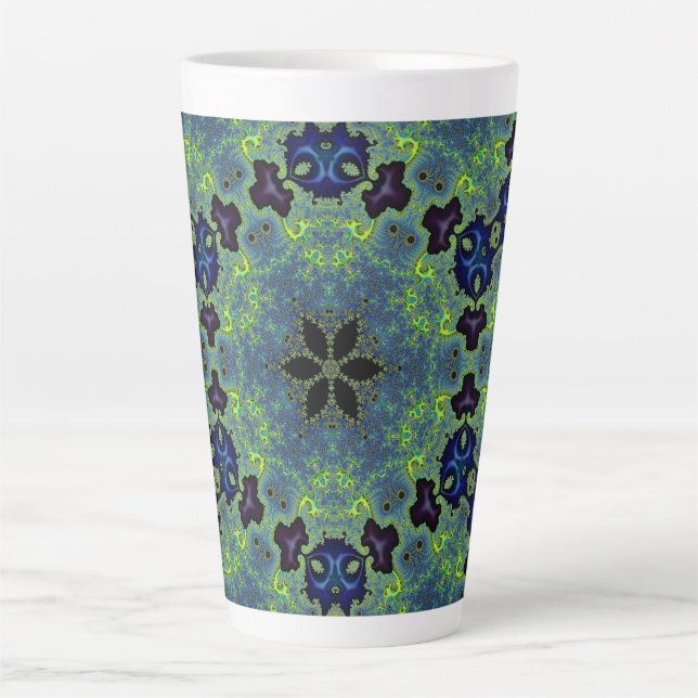 Caneca De Café Latte Radiant Fractal Symphony (Frente)