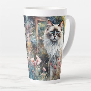 Caneca De Café Latte Ragdoll Cat no jardim inglês