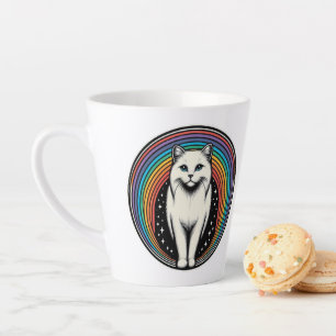 Caneca De Café Latte Raibow Cat