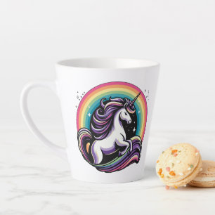 Caneca De Café Latte Raibow Unicorn