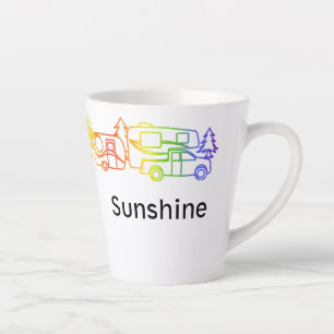 Caneca De Café Latte Rainbow Happy Campers Personalizou Latte Mug