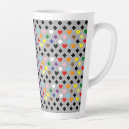 Caneca De Café Latte Rainbow Hearts
