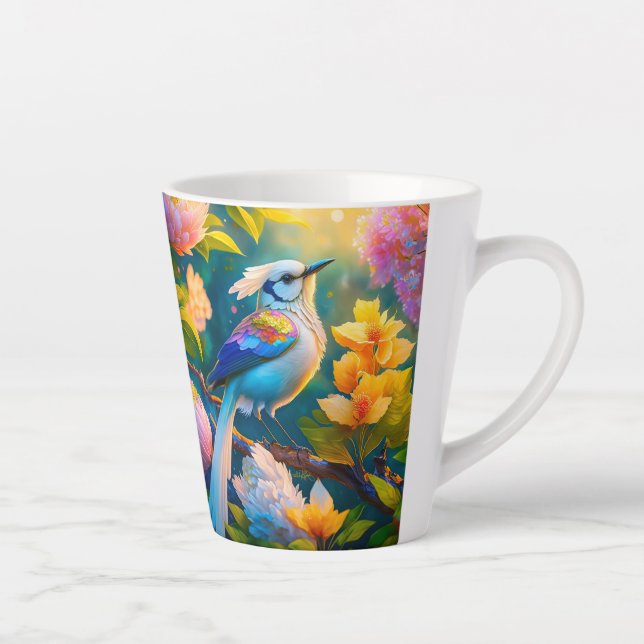 Caneca De Café Latte Rainbow Winged Jay Fantasy Bird (Direita)