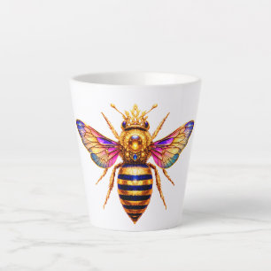 Caneca De Café Latte Rainha Abelha Com Coroa