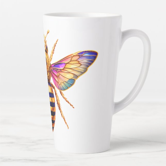 Caneca De Café Latte Rainha Abelha Com Coroa (Direita)