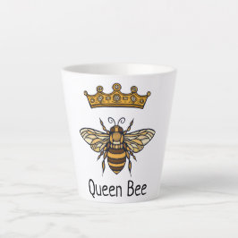 Caneca De Café Latte Rainha Bee Dourada Coroa Latte Mug