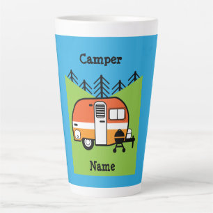 Caneca De Café Latte Rainha da Campanha - Engraçado Acampamento RV Cara
