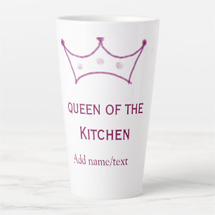 Caneca De Café Latte rainha da cozinha coroa cozinheira chefe nome