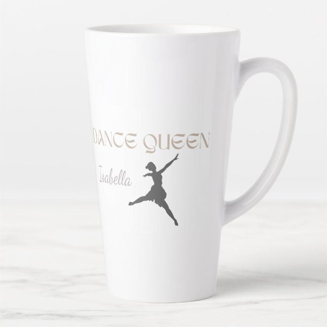 Caneca De Café Latte Rainha da Dança Personalizada, Presente ou Dela, B (Direita)