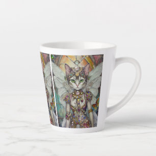 Caneca De Café Latte Rainha da Neve Cat da Brigada da Asa da Borboleta