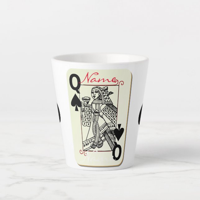 Caneca De Café Latte Rainha de Espadas Trovão_Cove (Frente)