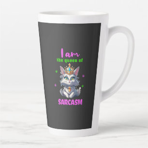 Caneca De Café Latte Rainha do gato sarcasmo