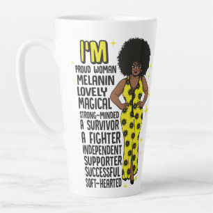Caneca De Café Latte Rainha negra motivacional positiva