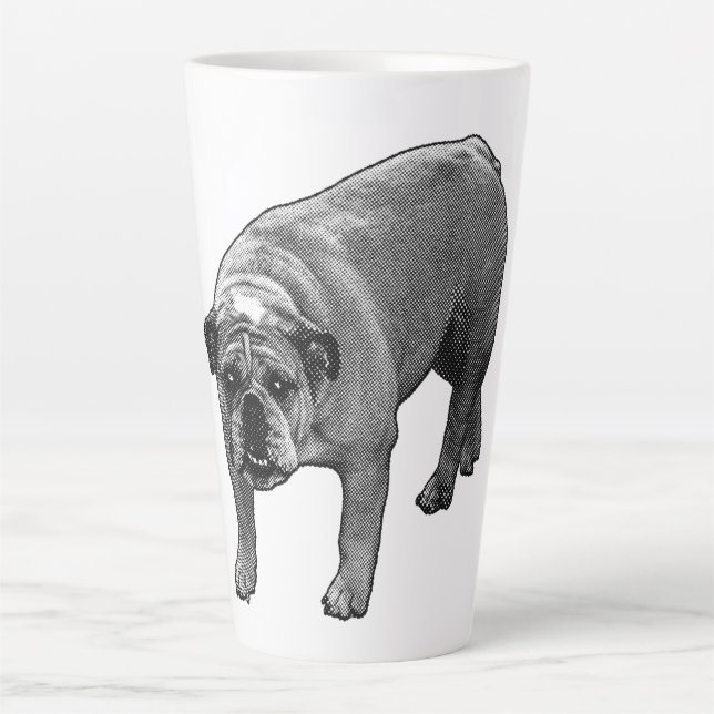 Caneca De Café Latte Raiz de Ponto de Feliz Bulldog (Frente)